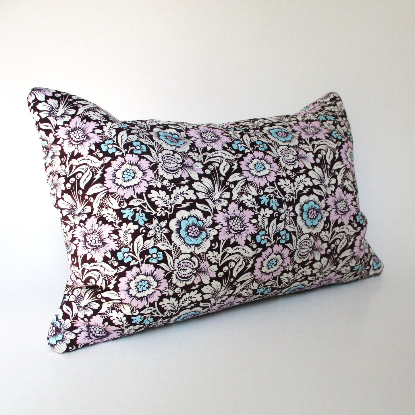 Lavender Buckwheat Pillow, Exotic Floral Travel & Lumbar Support Pillow with French Lavender, Plum Celestial Gothic Fabric, Made to Order