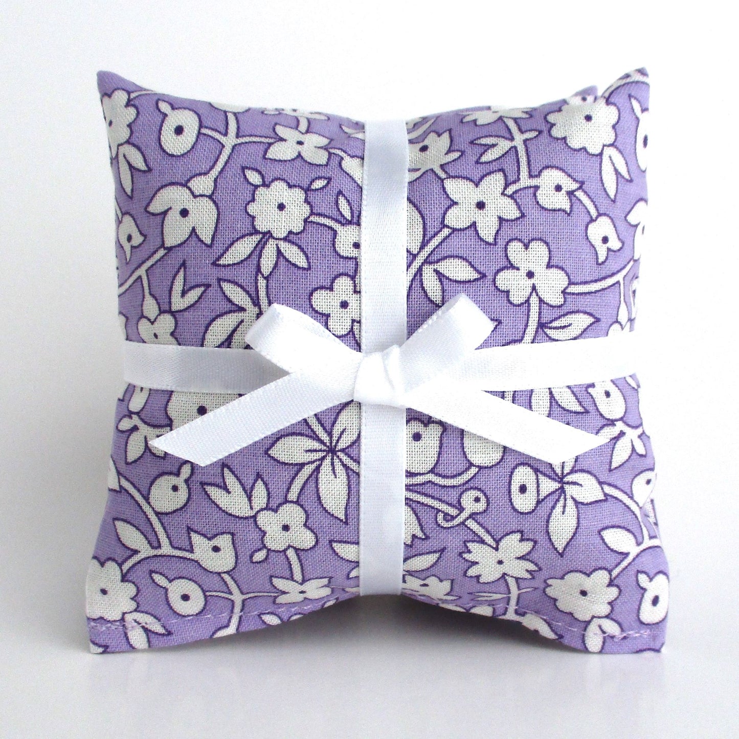 Purple Lavender Sachets Set of 3, White Ditsy Floral, French Lavender Gift, Handmade