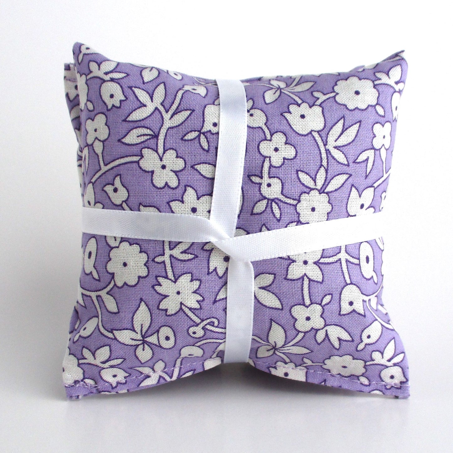 Purple Lavender Sachets Set of 3, White Ditsy Floral, French Lavender Gift, Handmade