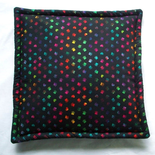 Premium High-Altitude Catnip Mat for Cats, 7 Cups of Potent Catnip, Rainbow Hearts & Paw Print Square Cat Cushion