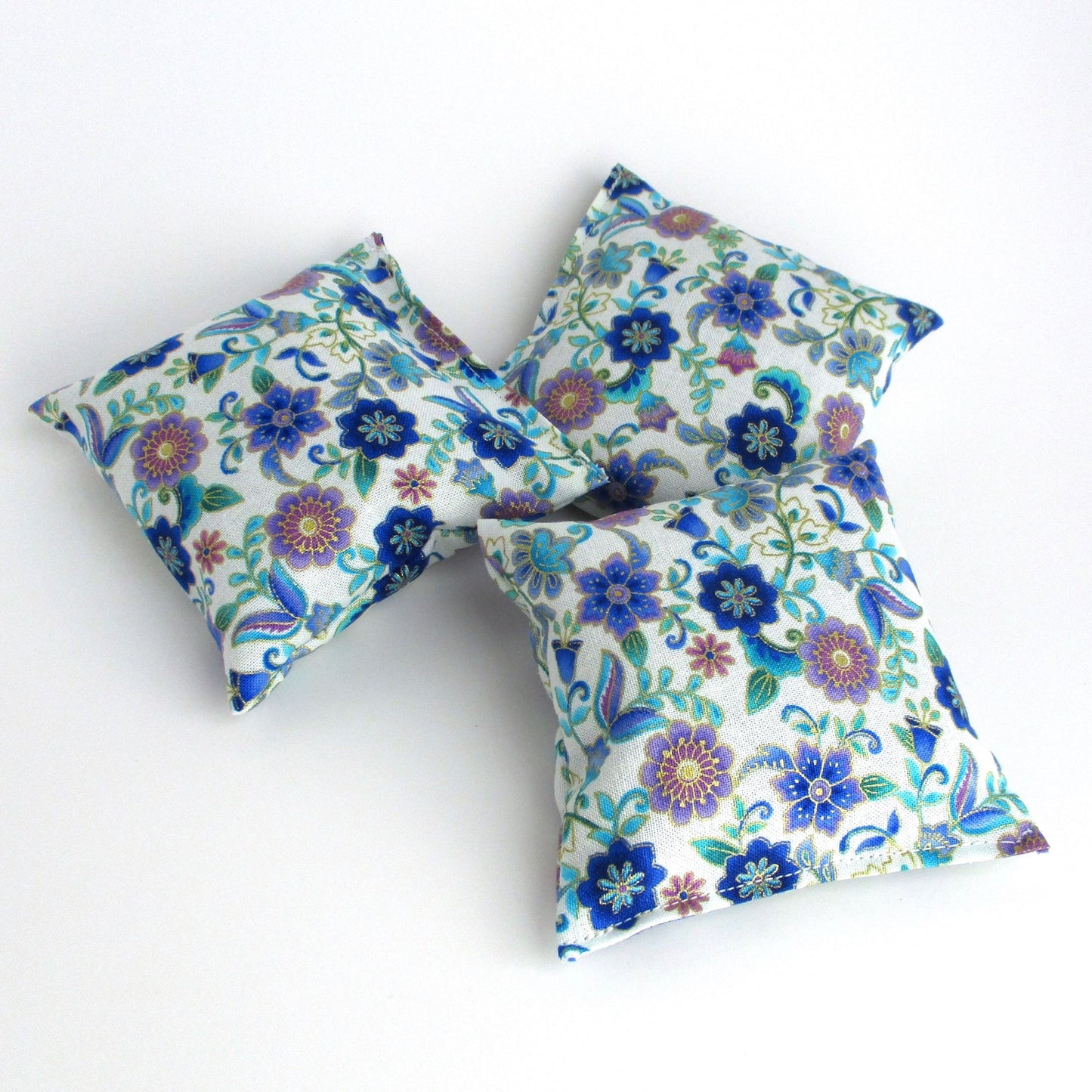 Cottagecore Lavender Sachets Set of 3, Gold Accent Floral, French Lavender Gift, Handmade
