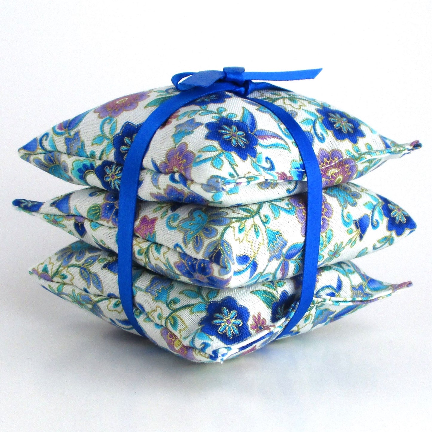 Cottagecore Lavender Sachets Set of 3, Gold Accent Floral, French Lavender Gift, Handmade