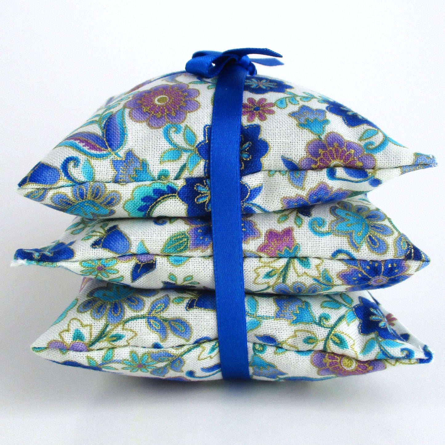 Cottagecore Lavender Sachets Set of 3, Gold Accent Floral, French Lavender Gift, Handmade