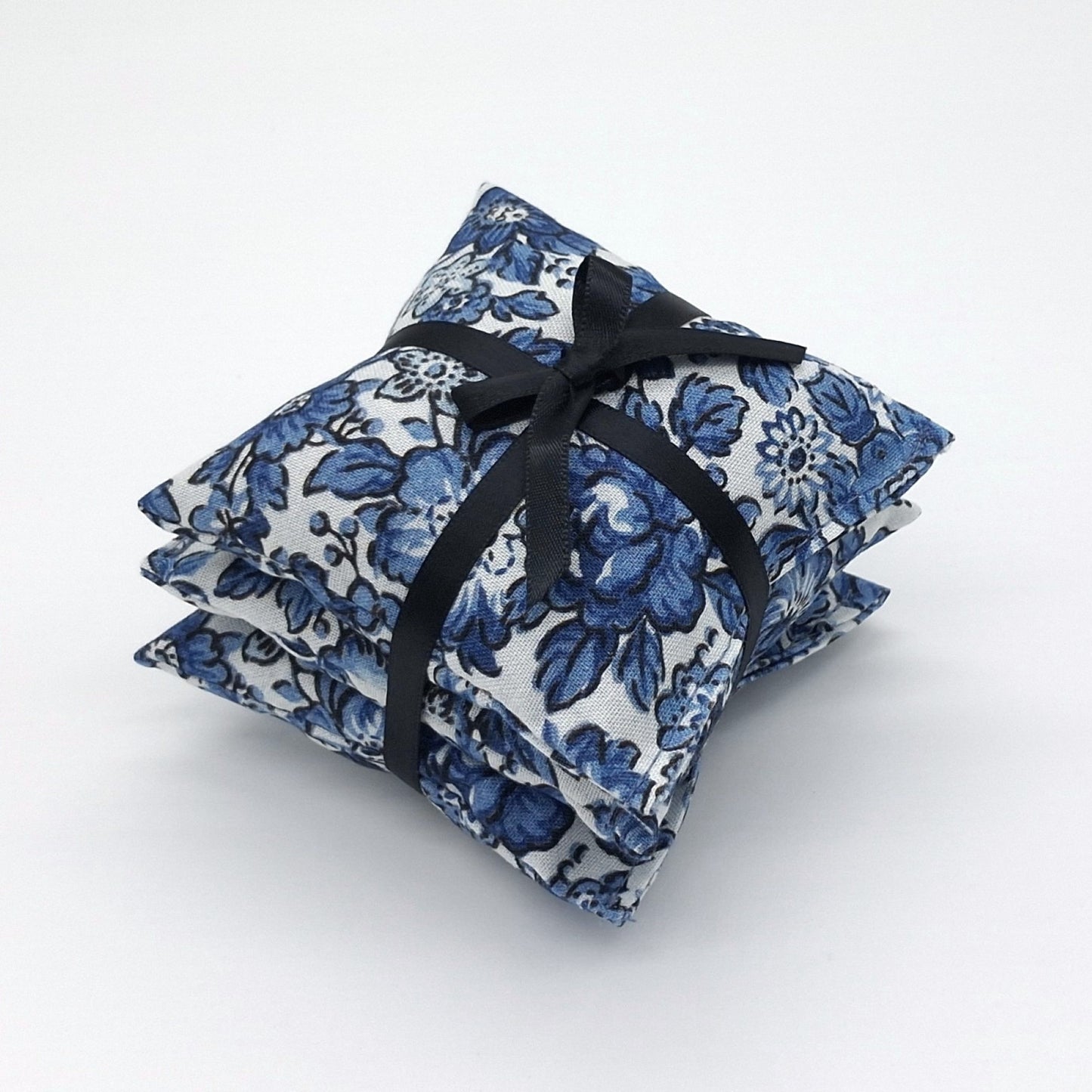 Blue Floral Lavender Sachets Set of 3, Tim Holtz Fabric, Chinoiserie Gift