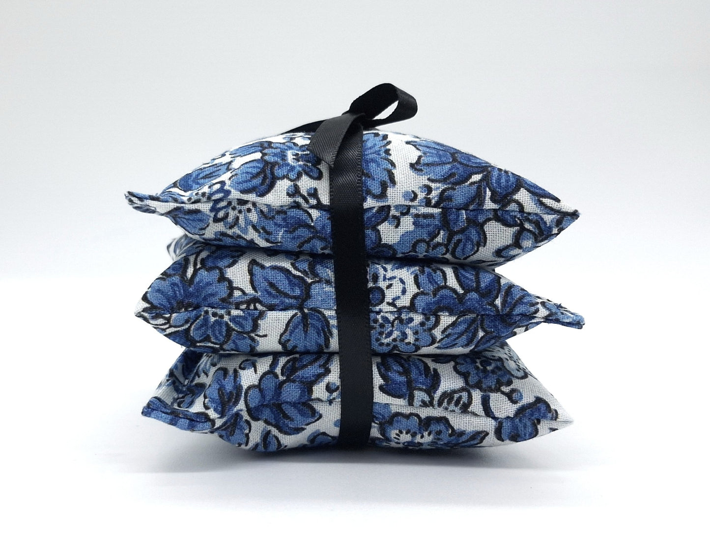 Blue Floral Lavender Sachets Set of 3, Tim Holtz Fabric, Chinoiserie Gift