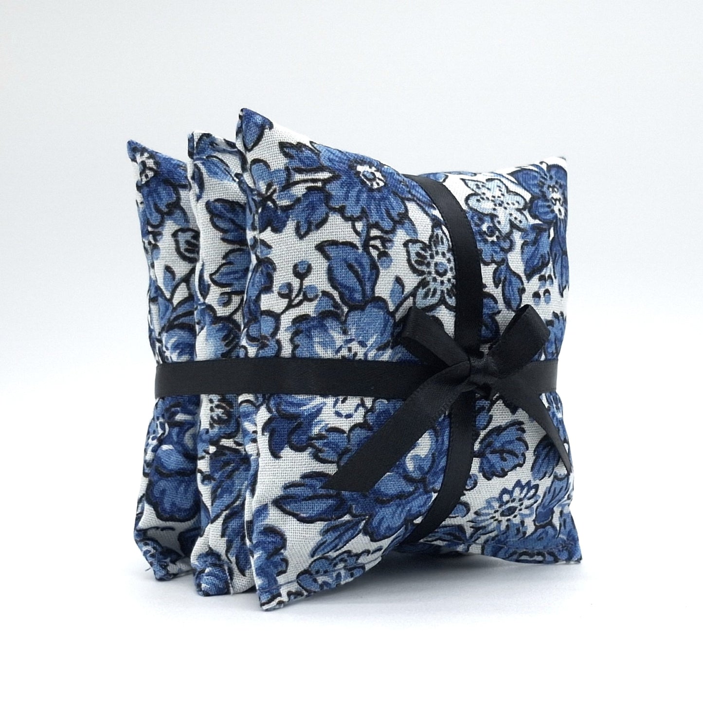 Blue Floral Lavender Sachets Set of 3, Tim Holtz Fabric, Chinoiserie Gift