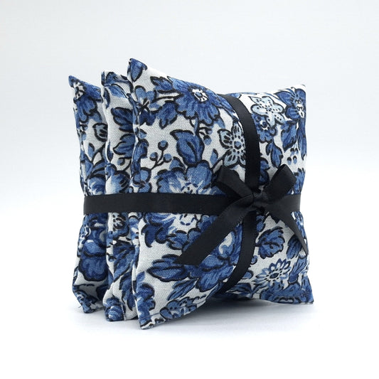Blue Floral Lavender Sachets Set of 3, Tim Holtz Fabric, Chinoiserie Gift