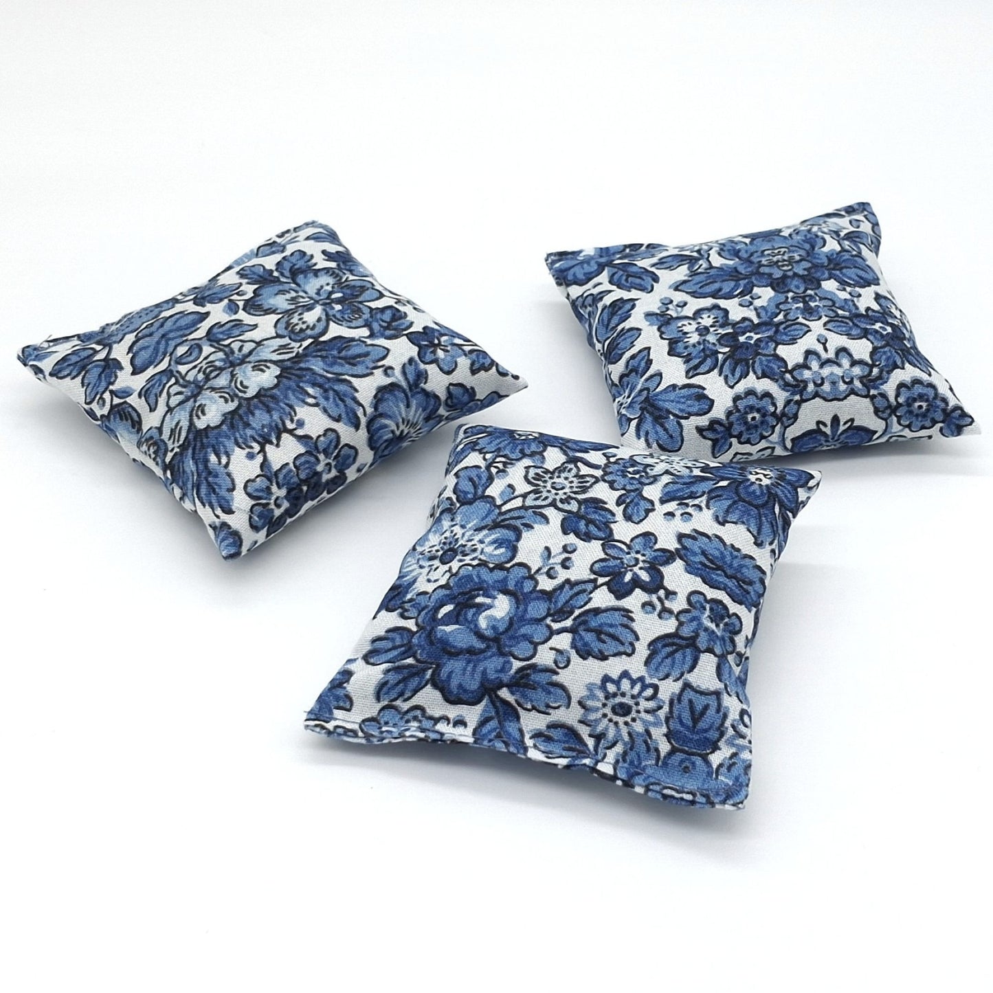 Blue Floral Lavender Sachets Set of 3, Tim Holtz Fabric, Chinoiserie Gift