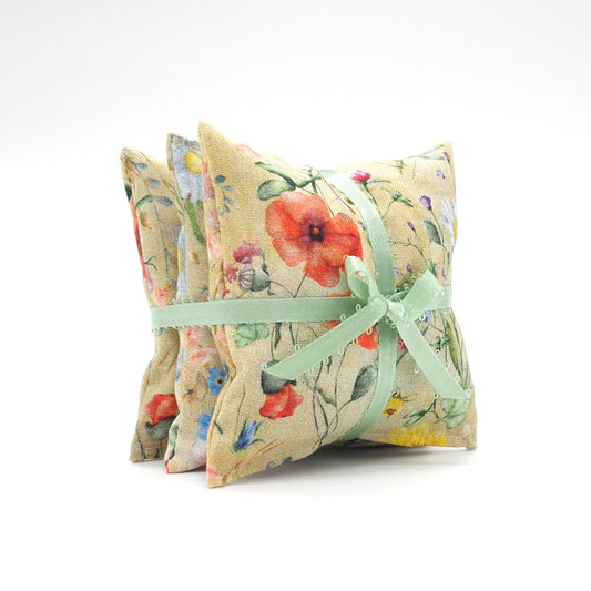 Wildflower Lavender Sachets Set of 3, Poppy Daisy Clover, French Lavender Gift, Handmade