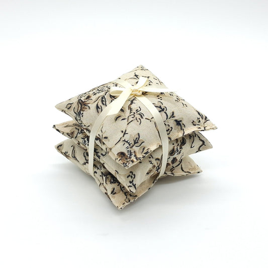French Lavender Sachets, Set of 3 Elegant Victorian Wallpaper Style