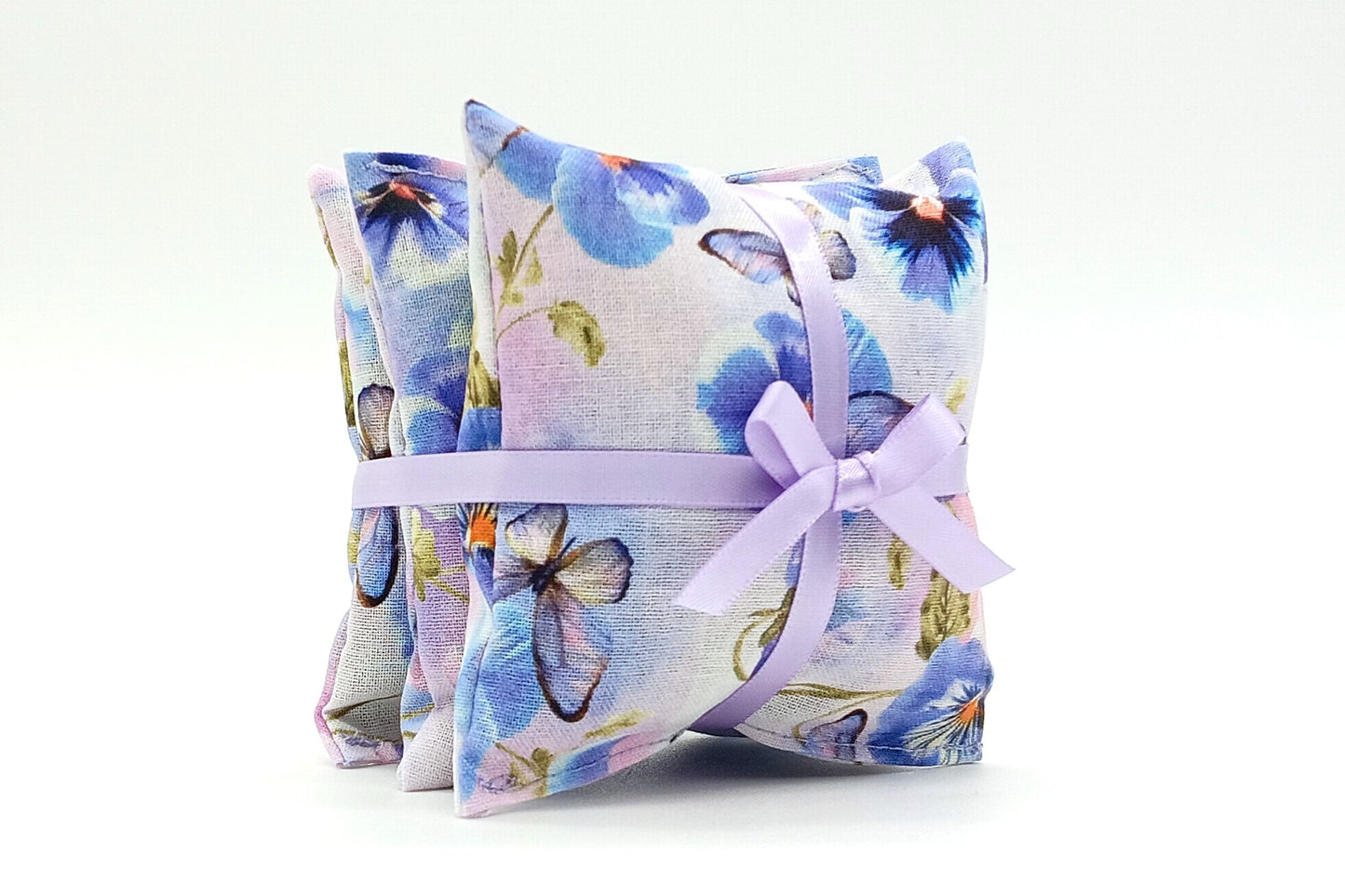 Pansy & Butterfly Lavender Sachets Set of 3, Watercolor Floral, French Lavender Gift, Handmade