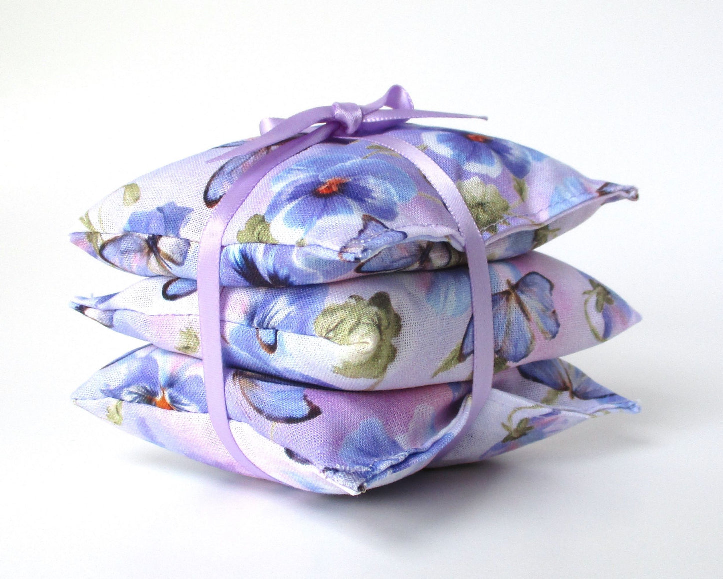 Pansy & Butterfly Lavender Sachets Set of 3, Watercolor Floral, French Lavender Gift, Handmade