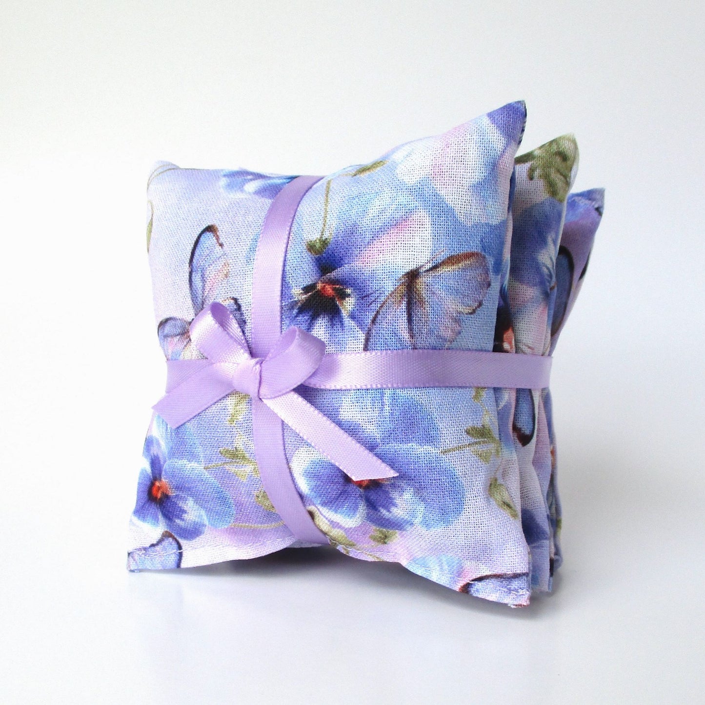 Pansy & Butterfly Lavender Sachets Set of 3, Watercolor Floral, French Lavender Gift, Handmade