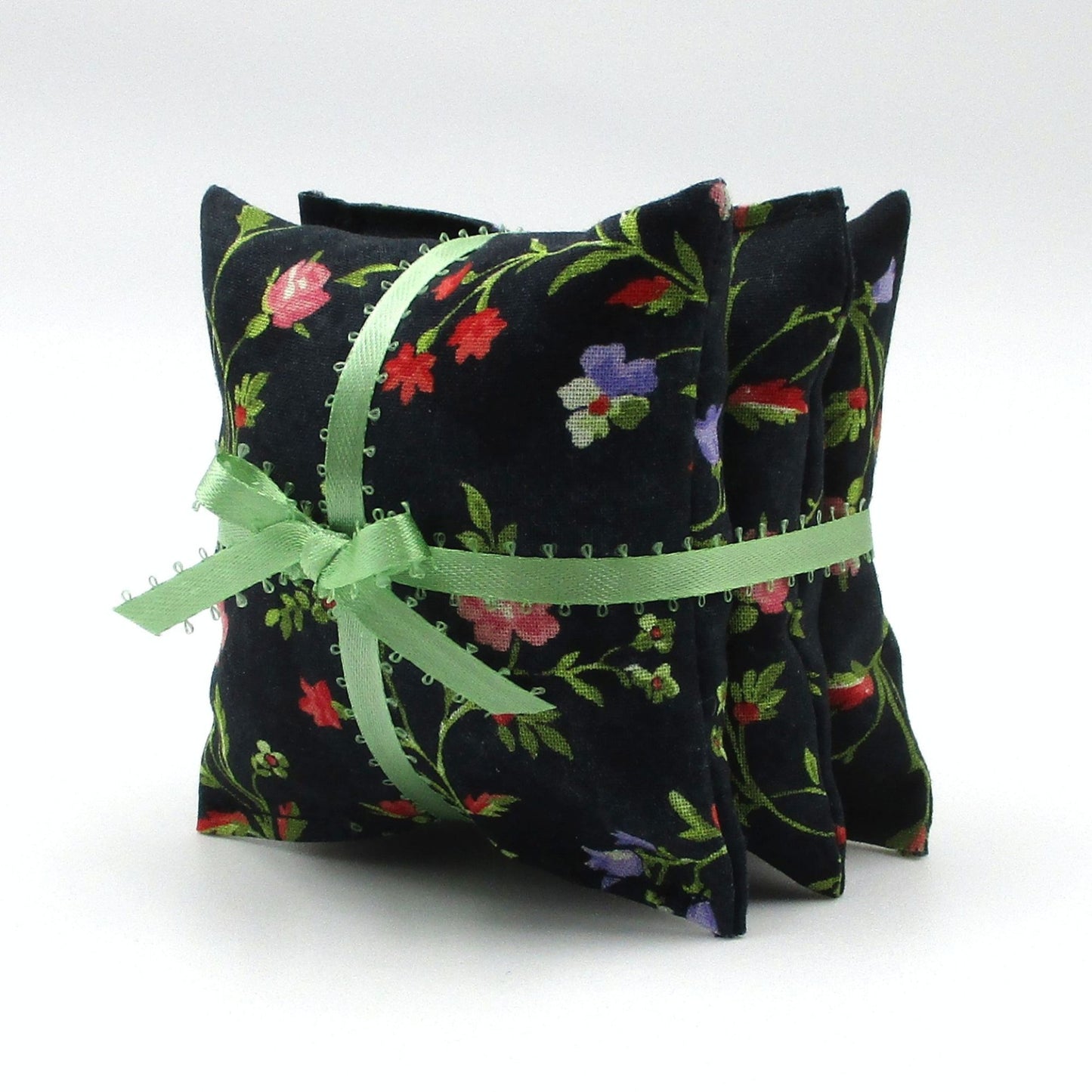 French Lavender Sachets Set of 3, Black Floral Handmade Drawer Sachets, Unique Gift