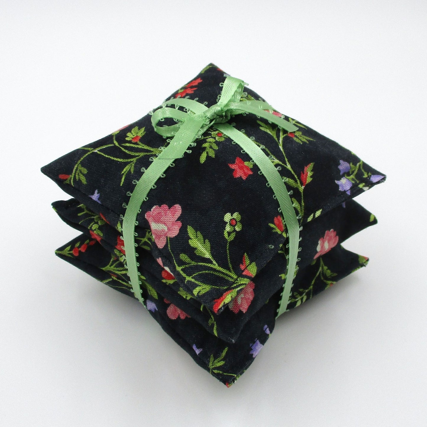 French Lavender Sachets Set of 3, Black Floral Handmade Drawer Sachets, Unique Gift