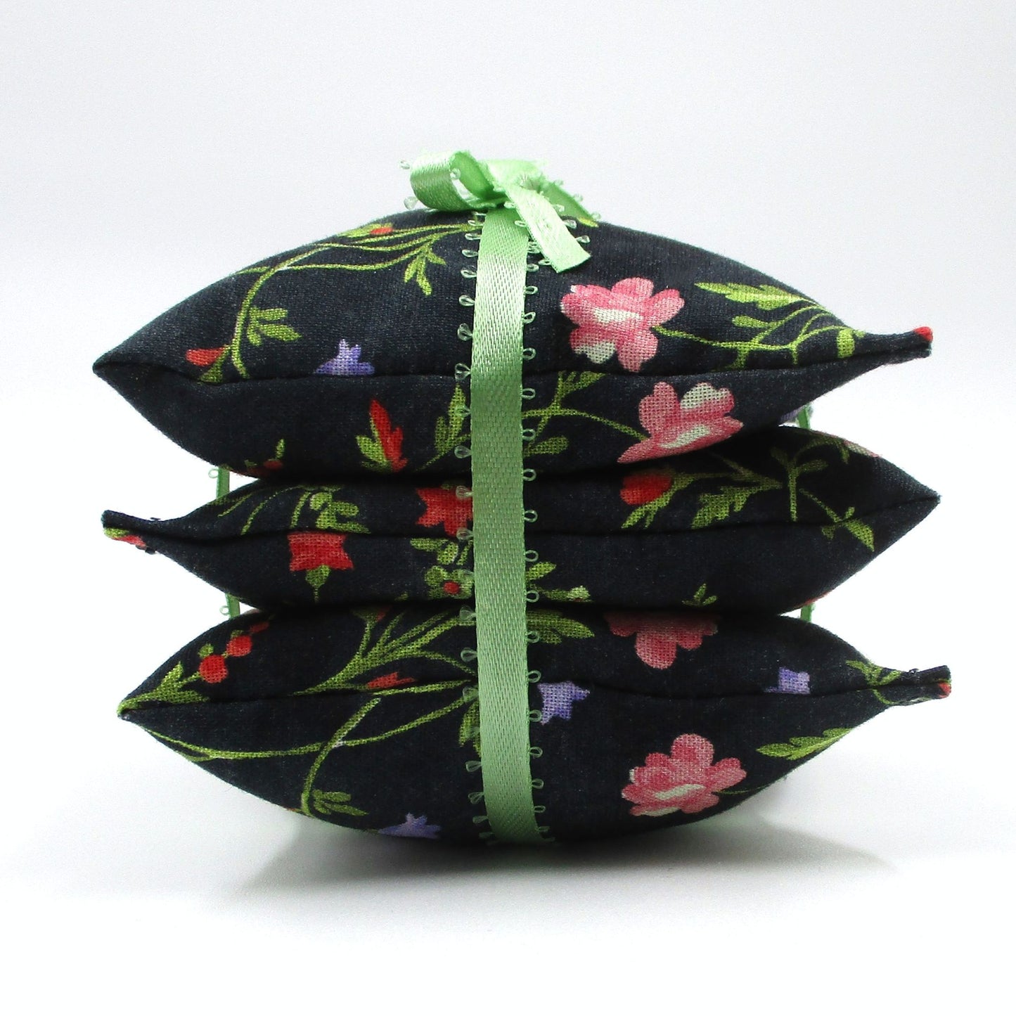 French Lavender Sachets Set of 3, Black Floral Handmade Drawer Sachets, Unique Gift