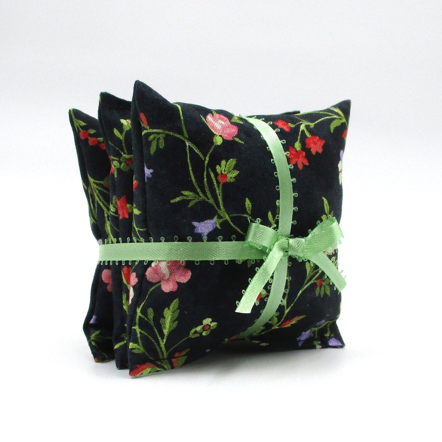 French Lavender Sachets Set of 3, Black Floral Handmade Drawer Sachets, Unique Gift