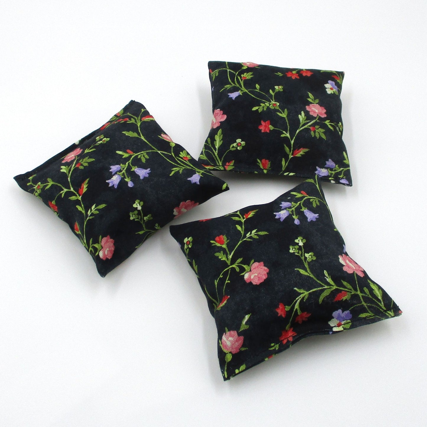 French Lavender Sachets Set of 3, Black Floral Handmade Drawer Sachets, Unique Gift