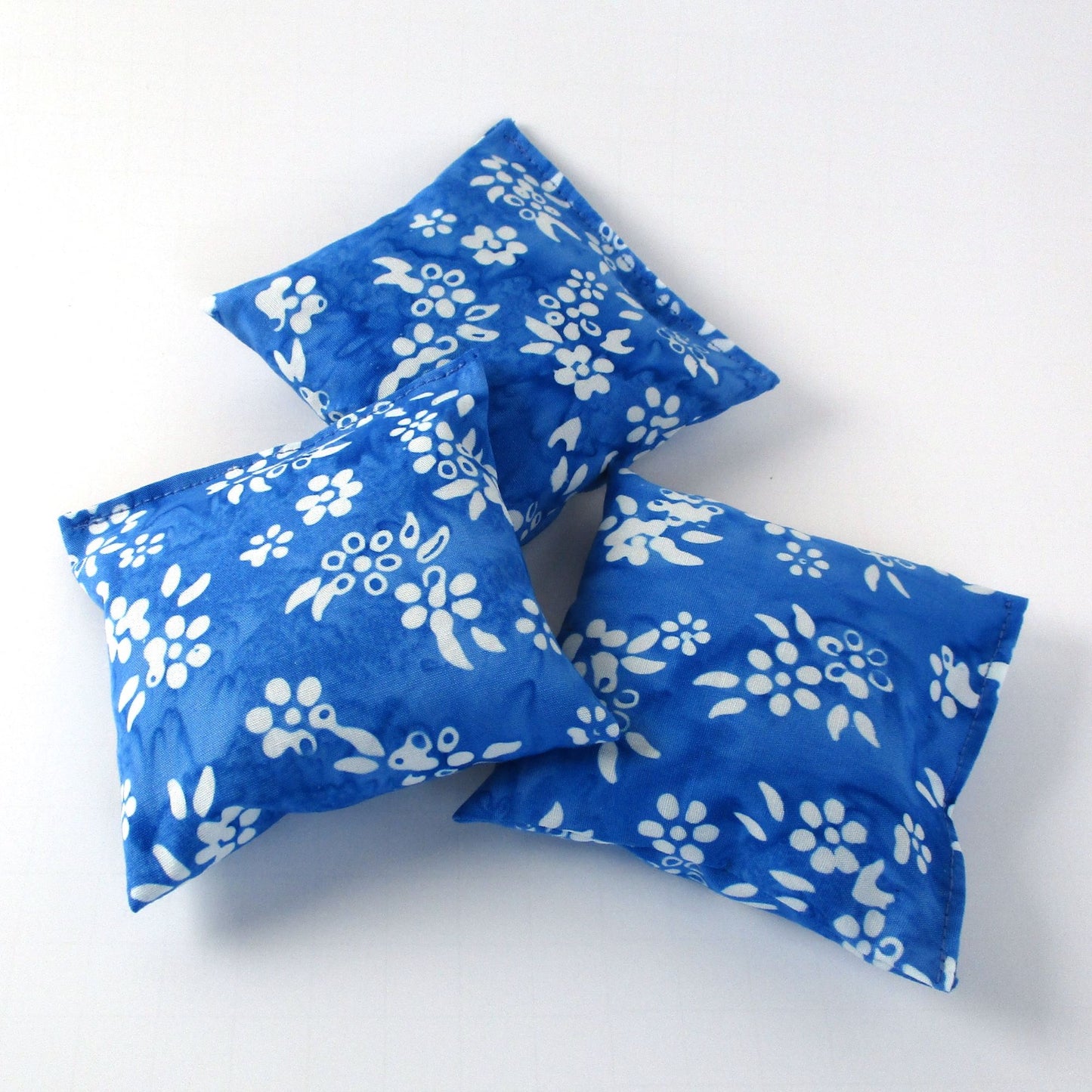 Batik Lavender Sachets Set of 3, Blue & White Floral, French Lavender Gift, Handmade