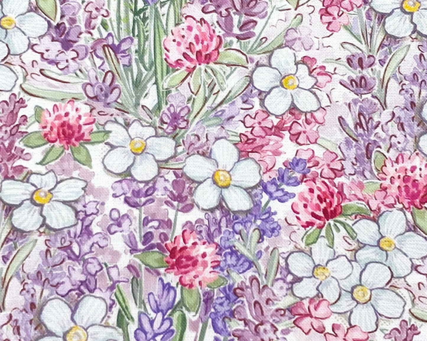 Lavender Garden Sachets Set of 3, Cosmos Clover Botanical Print, French Lavender Gift, Handmade