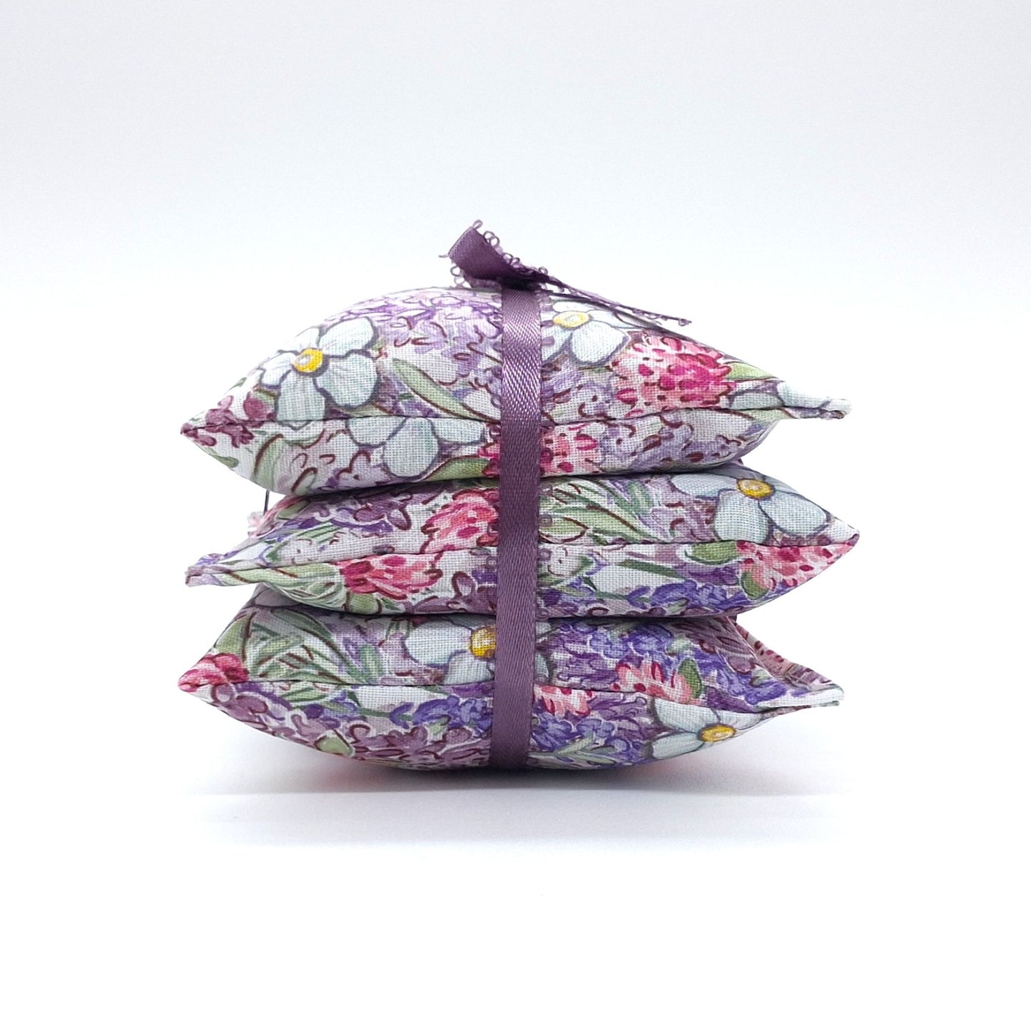 Lavender Garden Sachets Set of 3, Cosmos Clover Botanical Print, French Lavender Gift, Handmade