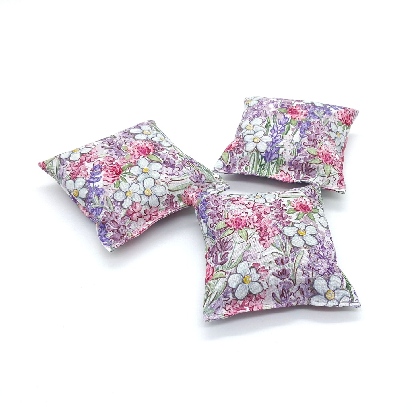 Lavender Garden Sachets Set of 3, Cosmos Clover Botanical Print, French Lavender Gift, Handmade