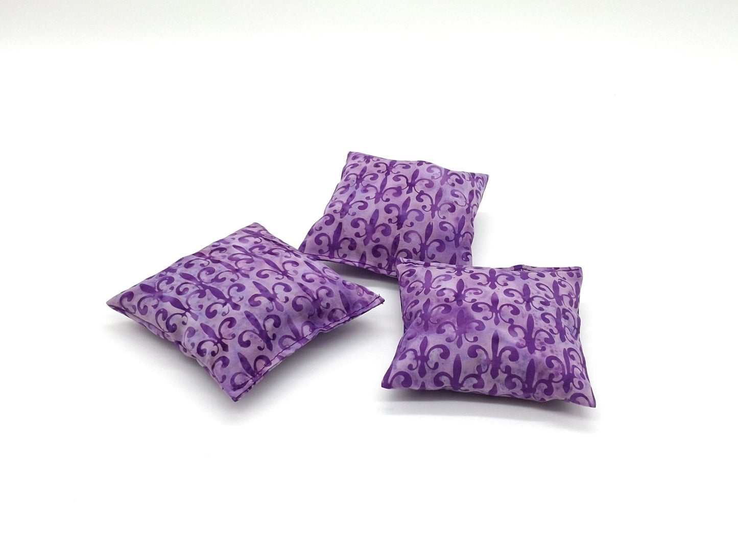 Fleur de Lis Lavender Sachets Set of 3, Purple Batik, French Lavender Gift, Handmade
