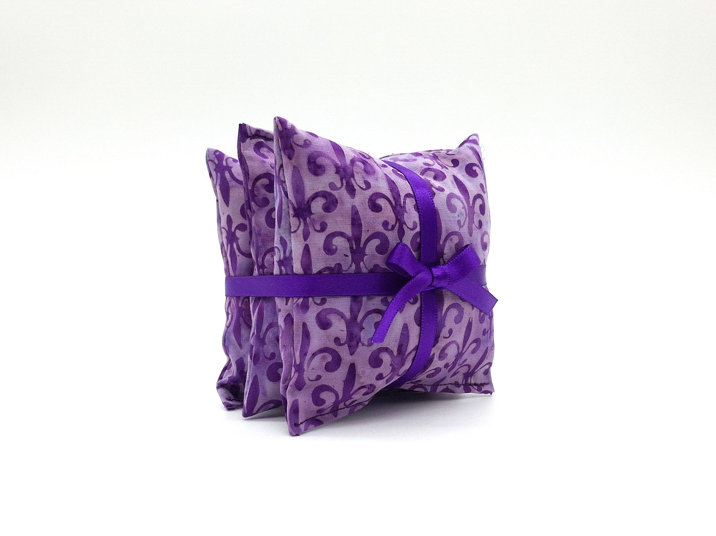 Fleur de Lis Lavender Sachets Set of 3, Purple Batik, French Lavender Gift, Handmade