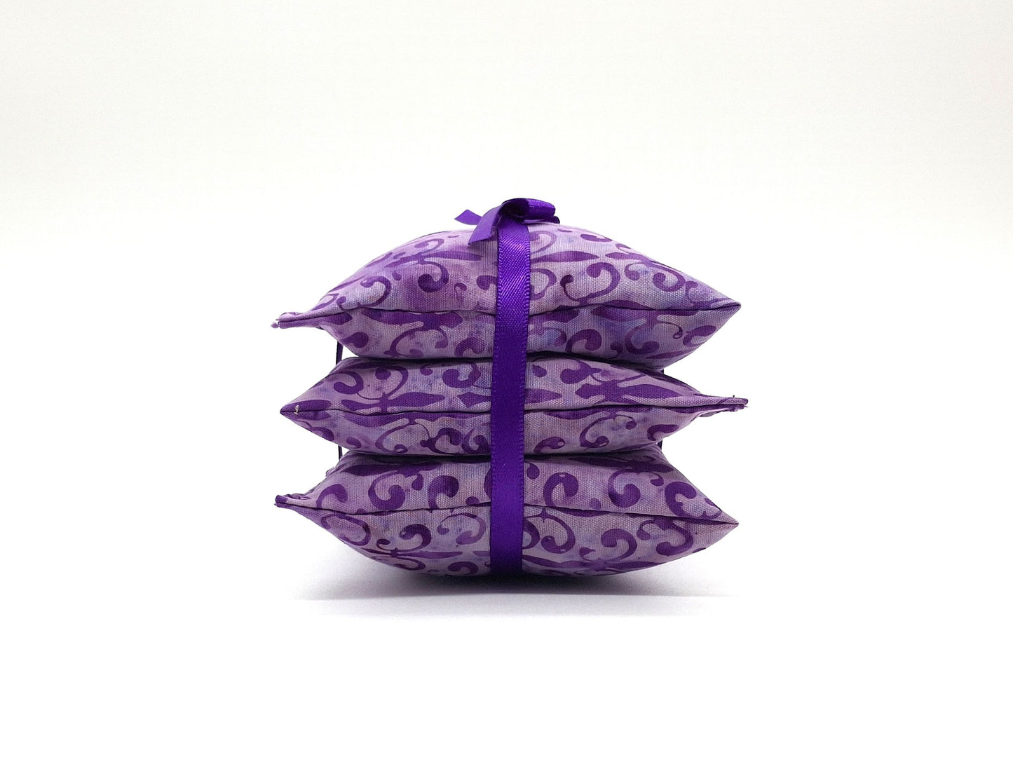 Fleur de Lis Lavender Sachets Set of 3, Purple Batik, French Lavender Gift, Handmade