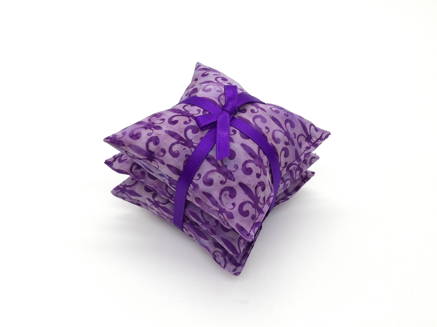 Fleur de Lis Lavender Sachets Set of 3, Purple Batik, French Lavender Gift, Handmade