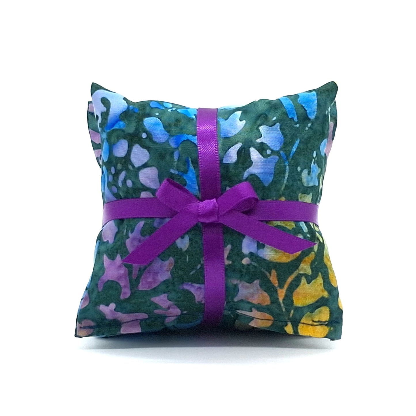 Green Batik Lavender Sachets Set of 3, Stained Glass Abstract Print, Handmade