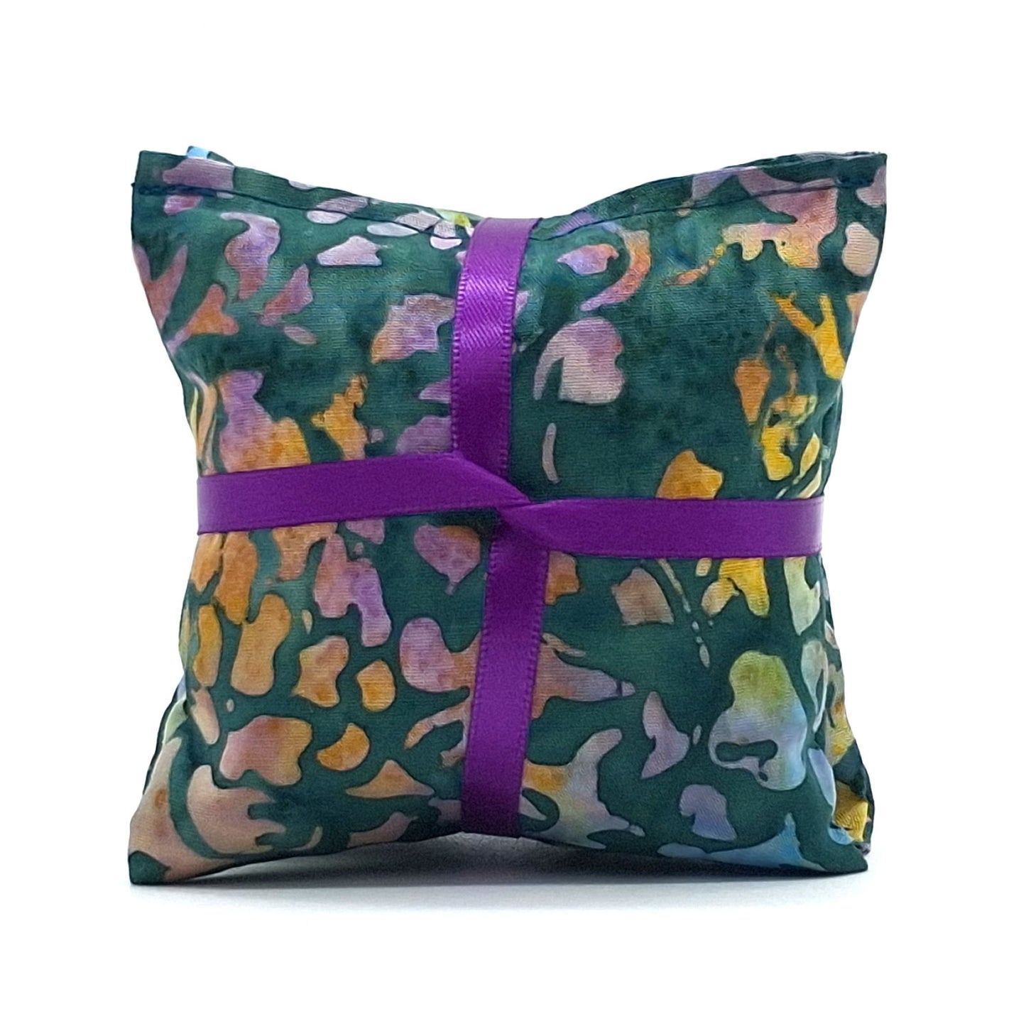 Green Batik Lavender Sachets Set of 3, Stained Glass Abstract Print, Handmade