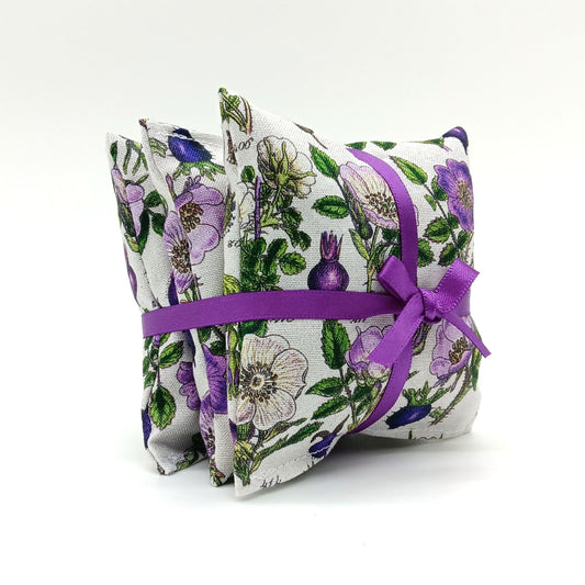 Botanical Print Lavender Sachets, Set of 3 Drawer Fresheners