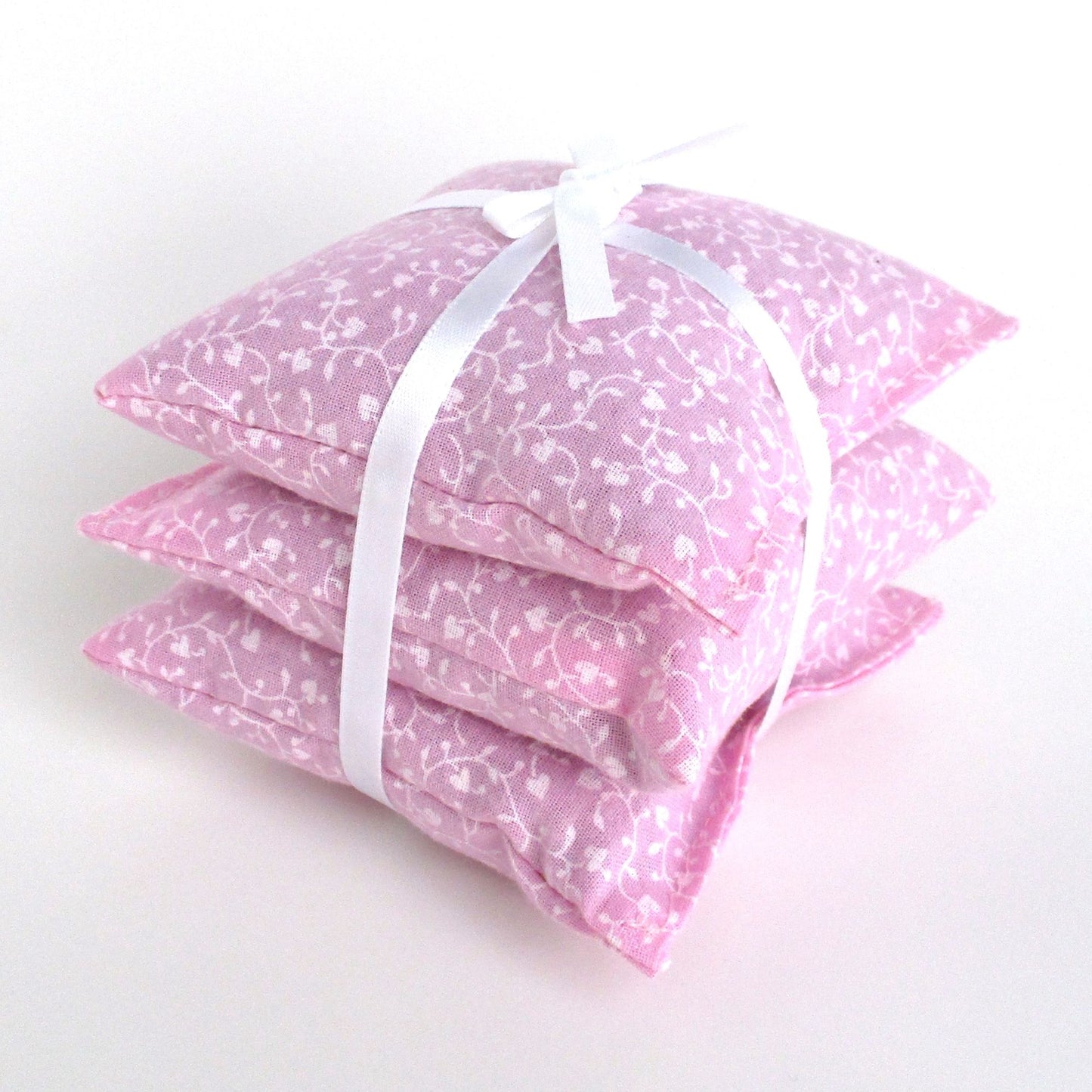 Pink Lavender Sachets Set of 3, Heart Vine Floral, French Lavender Gift, Handmade