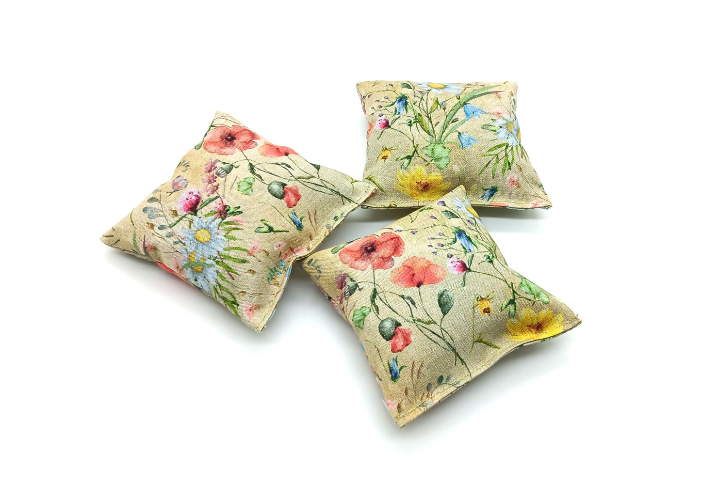 Wildflower Lavender Sachets Set of 3, Poppy Daisy Clover, French Lavender Gift, Handmade