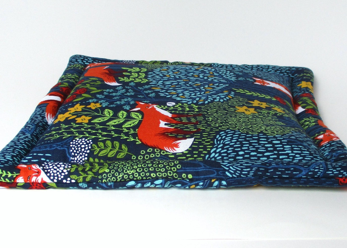 Small Catnip Filled Mat with Foxes, Cat Basket Pillow
