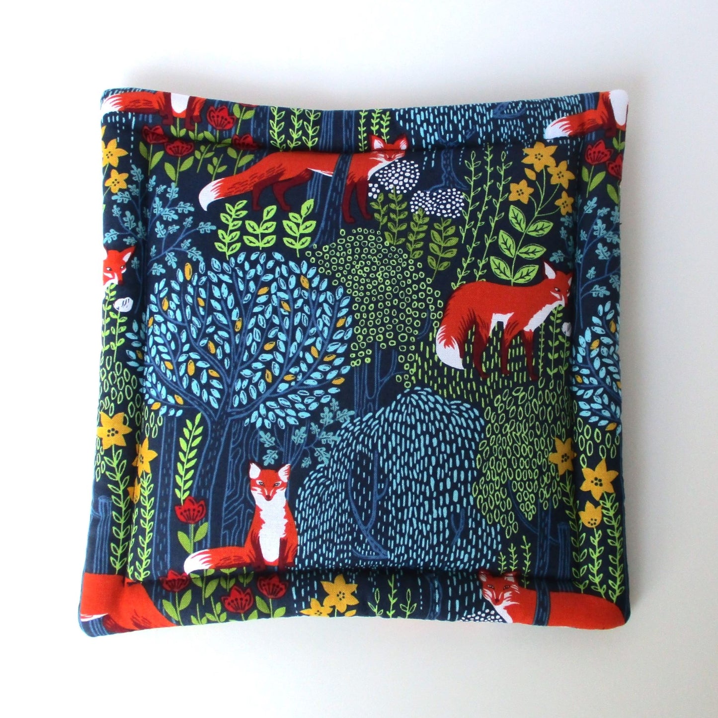 Small Catnip Filled Mat with Foxes, Cat Basket Pillow