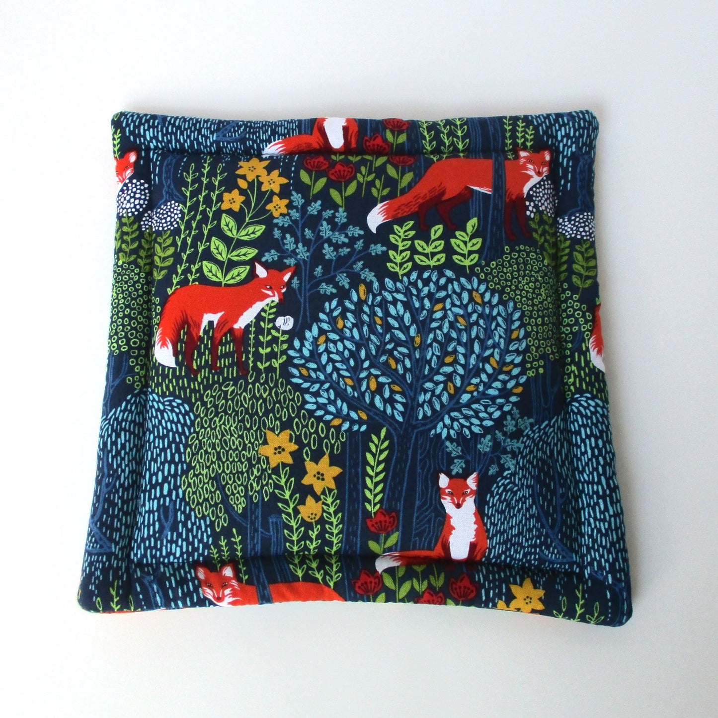 Small Catnip Filled Mat with Foxes, Cat Basket Pillow