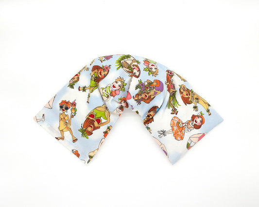 Tropical Beach Microwavable Heat Pack & Cold Pack , Removable Washable Cover, Rice Filled, Moist Heat Therapy, 18.5 x 5.75