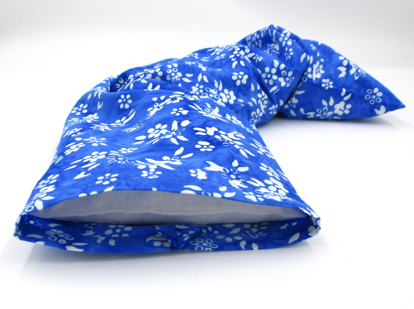 Microwavable Heat Pack, Washable Blue Batik Cover, Rice Therapy Wrap, Hot & Cold, Handmade