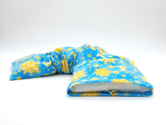 Large Microwavable Neck & Shoulder Wrap, Celestial Flannel Rice Pack, Removable Washable Cover, Hot & Cold Therapy, Handmade Self-Care Gift