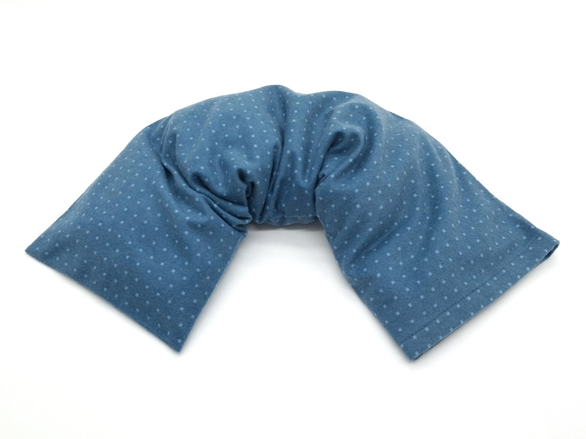 Large Microwavable Neck & Shoulder Wrap, Denim Blue Flannel, Removable Washable Cover, Hot & Cold Therapy