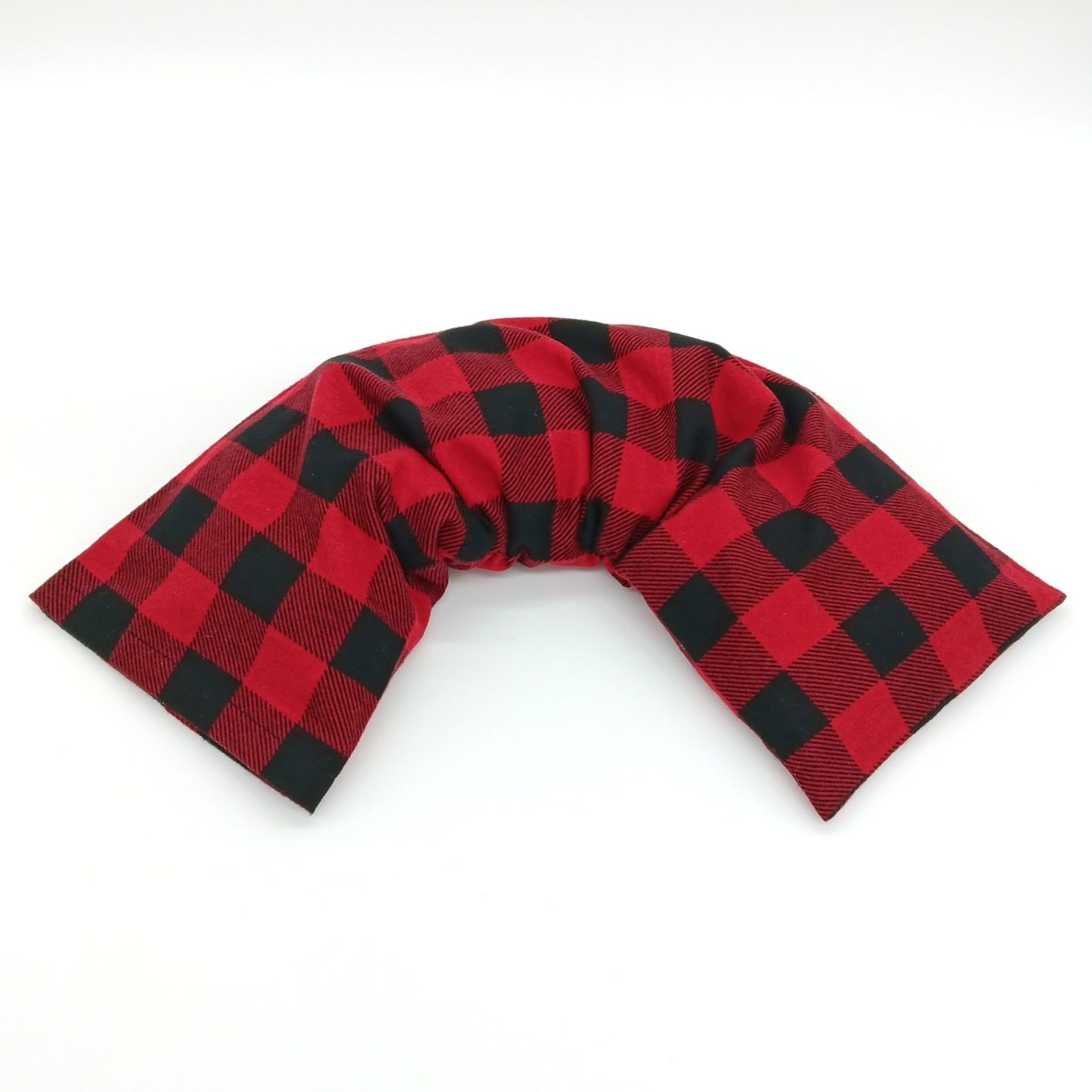 Large Microwavable Heat Pack, Red Black Plaid Flannel, Neck & Back Rice Therapy, Handmade
