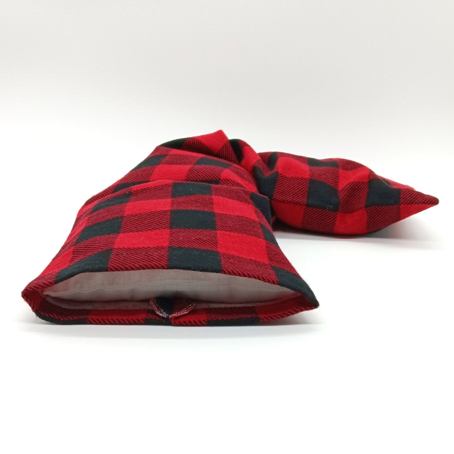 Large Microwavable Heat Pack, Red Black Plaid Flannel, Neck & Back Rice Therapy, Handmade