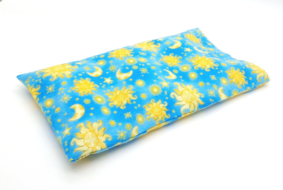 Microwavable Rice Heat Pack, Washable Celestial Flannel Cover, Hot & Cold Therapy, Handmade Self-Care Gift