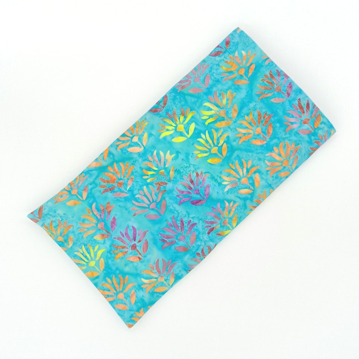 Microwavable Rice Heat Pack, Teal Lotus Batik Washable Cover, Hot & Cold Therapy, One of a Kind Handmade Gift