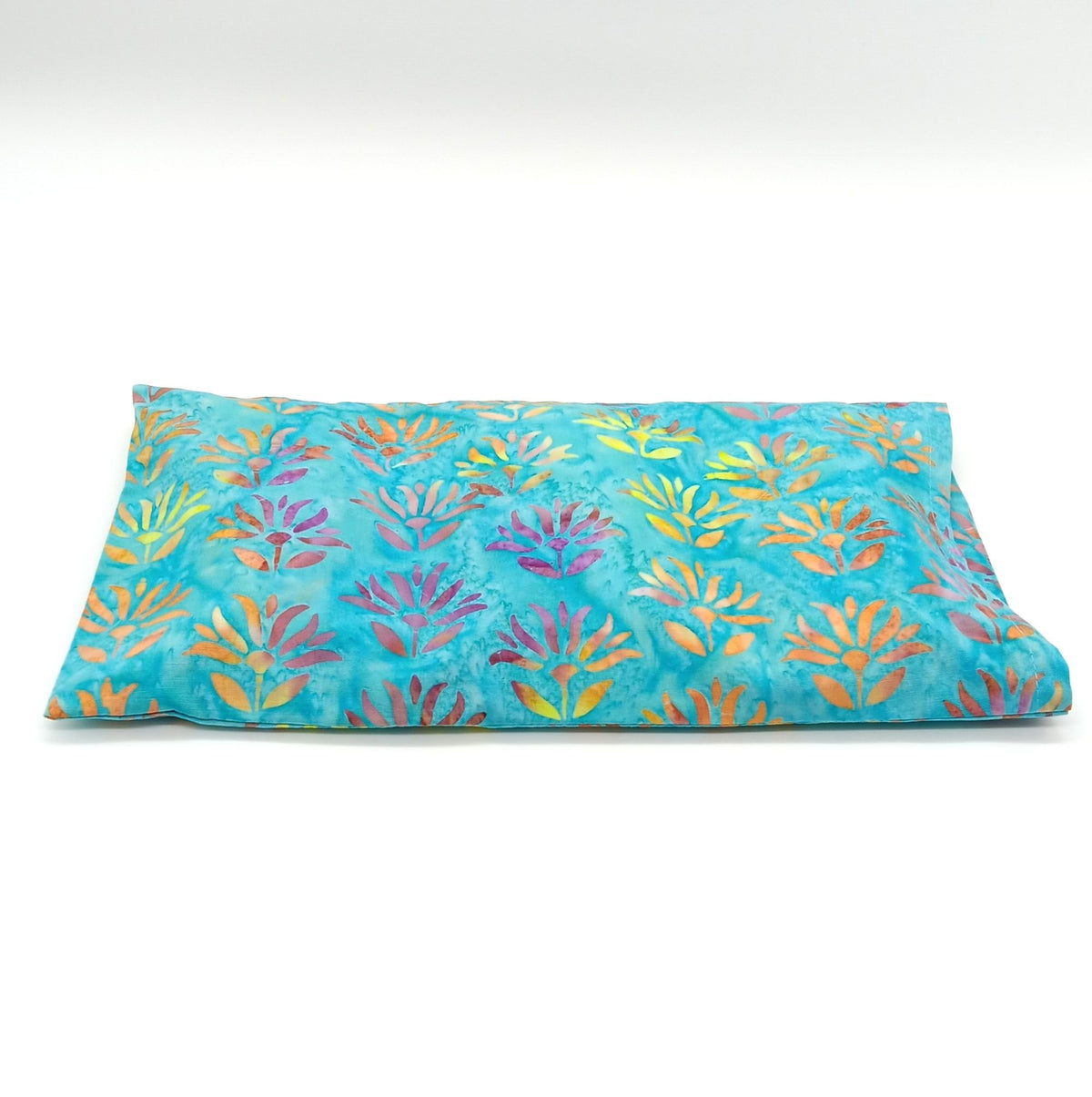 Microwavable Rice Heat Pack, Teal Lotus Batik Washable Cover, Hot & Cold Therapy, One of a Kind Handmade Gift