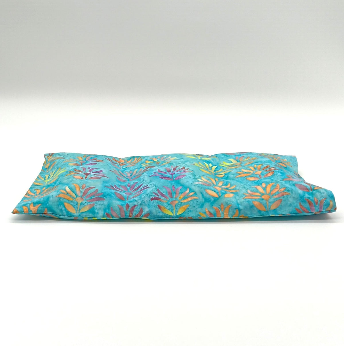 Microwavable Rice Heat Pack, Teal Lotus Batik Washable Cover, Hot & Cold Therapy, One of a Kind Handmade Gift