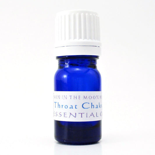 Throat Chakra Essential Oil Blend, Vishuddha, Frankincense Blue Chamomile &amp; Spearmint, 100% Pure, 5mL, Man in the Moon Herbs